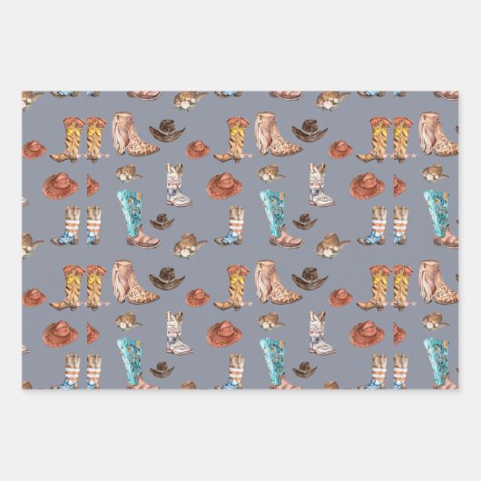 Land Western Rustiek Inpakpapier Set van 3 (Voorkant)