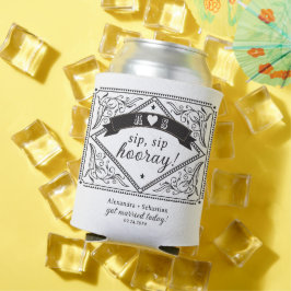 Land Western Rustieke Bloemen Zwart Wit Huwelijk Blikjeskoeler