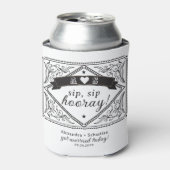 Land Western Rustieke Bloemen Zwart Wit Huwelijk Blikjeskoeler (Blikje Voorkant)