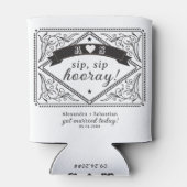 Land Western Rustieke Bloemen Zwart Wit Huwelijk Blikjeskoeler (Achterkant)