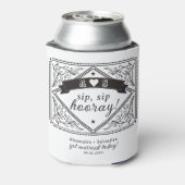 Land Western Rustieke Bloemen Zwart Wit Huwelijk Blikjeskoeler (Blikje Achterkant)