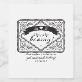 Land Western Rustieke Bloemen Zwart Wit Huwelijk Wijn Etiket (Enkel label)