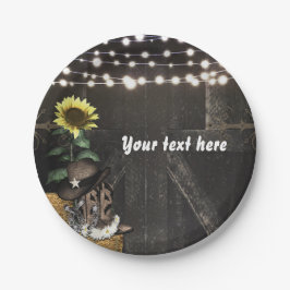 Land Western rustieke schuur deur bruiloft feest Papieren Bordje