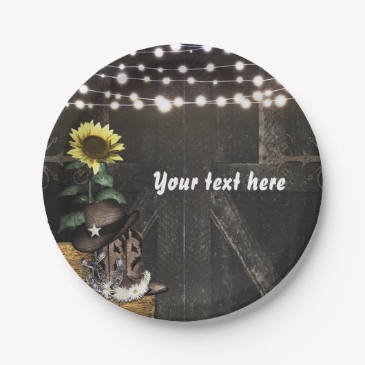 Land Western rustieke schuur deur bruiloft feest Papieren Bordje (Voorkant)