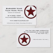 Land Western Star/Badge Red 2 Visitekaartje (Voorkant / Achterkant)