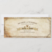  land Western thema ticket bruiloft Kaart (Achterkant)