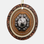 Land Western Touw en Gereedschapsleer Concho Keramisch Ornament (Links)