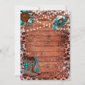 Land Western Turquoise Cowboy Boots Wedding Kaart (Achterkant)