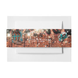 Land Western Turquoise Wooden Wedding Custom Uitnodigingen Wikkel