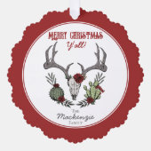 Land Western Vrolijk Kerstfeest Y'All Holiday Ornament Kaart (Voorkant)