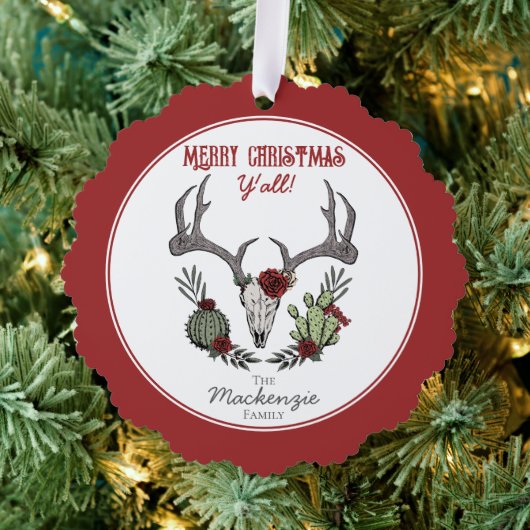 Land Western Vrolijk Kerstfeest Y'All Holiday Ornament Kaart (Insitu (Drie))