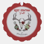 Land Western Vrolijk Kerstfeest Y'All Holiday Ornament Kaart (Voorkant)