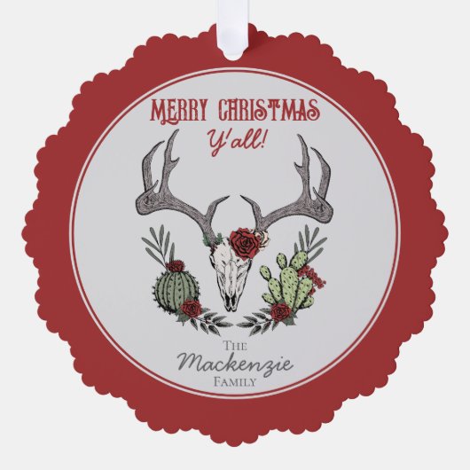 Land Western Vrolijk Kerstfeest Y'All Holiday Ornament Kaart (Voorkant)