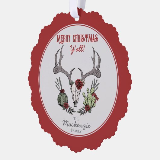 Land Western Vrolijk Kerstfeest Y'All Holiday Ornament Kaart (Links)