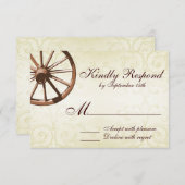 Land Western Wagon Wheel Weddenschap RSVP-kaart RSVP Kaartje (Voorkant / Achterkant)