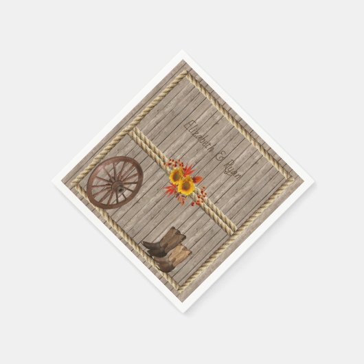 Land Western, Zonnebloemen Hout Touw Custom Servet (Hoek)