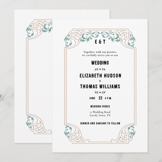 Land Western Zuidwest Turquoise bruiloft Kaart (Voorkant / Achterkant)