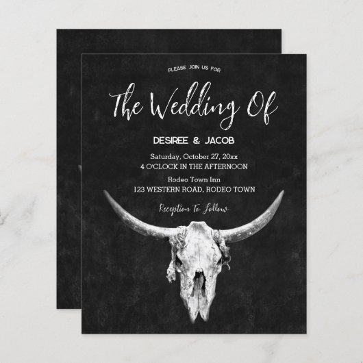 Land Western Zwart-wit Bull Skull Budget (Voorkant / Achterkant)