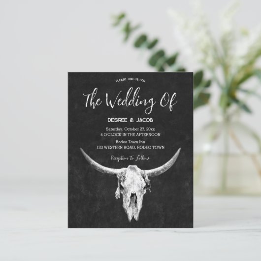 Land Western Zwart-wit Bull Skull Budget (Staand voorkant)