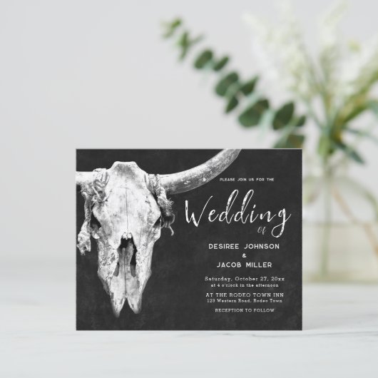 Land Western Zwart-wit Bull Skull Budget (Staand voorkant)