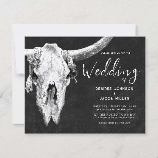 Land Western Zwart-wit Bull Skull Budget (Voorkant)