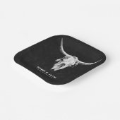 Land Western Zwart-wit Bull Skull Papieren Bordje (Gebogen)