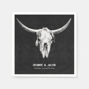 Land Western Zwart-wit Bull Skull Servet