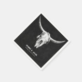 Land Western Zwart-wit Bull Skull Servet (Hoek)