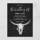 Land Western Zwart-wit Bull Skull Uitnodiging Briefkaart (Voorkant)