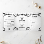 Land Western Zwart Wit Formele Trifold Bruiloft Drieluik Uitnodiging (Binnen)