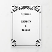 Land Western Zwart Wit Formele Trifold Bruiloft Drieluik Uitnodiging (Cover)