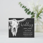 Land Western Zwart-wit Rodeo Bull Skull Uitnodiging Briefkaart (Staand voorkant)