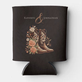 Land Westerne Bloemen met Cowboy Boots- Blikjeskoeler