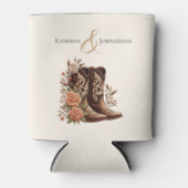 Land Westerne Bloemen met Cowboy Boots- Blikjeskoeler (Voorkant)