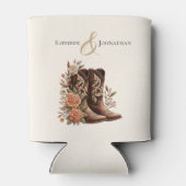 Land Westerne Bloemen met Cowboy Boots- Blikjeskoeler (Achterkant)