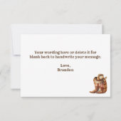 Land Westerne Boots en Pet Hartelijk dank Bedankkaart (Achterkant)