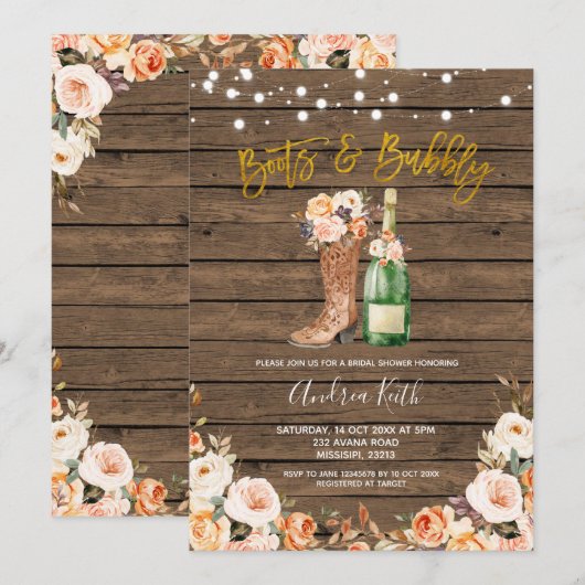 Land Westerne Boots en Vrijgezellenfeest Kaart (Voorkant / Achterkant)