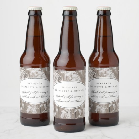 Land westerne bruiloft bedankt bier etiket (Flessen)