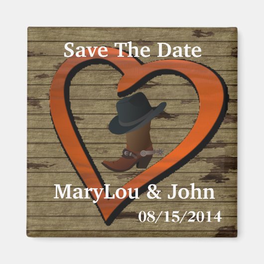 Land Westerne BRUILOFT Save The DATE Magnet (Voorkant)