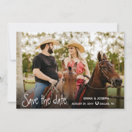 Land Westerne bruiloft Twee Foto slaat de datum op Save The Date