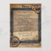 Land Westerne bruiloft Twig Lijst Wagon Wheel Menu (Voorkant)