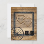 Land Westerne bruiloft uitnodiging, Wagon Wheel Kaart (Voorkant)