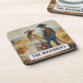 Land Westerne bruiloft Waterverf Bier Onderzetter (Linkerzijde)