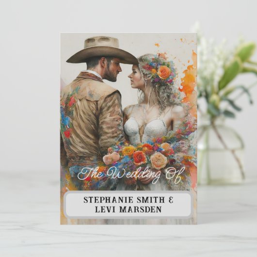 Land Westerne bruiloft Waterverf Kaart (Staand voorkant)