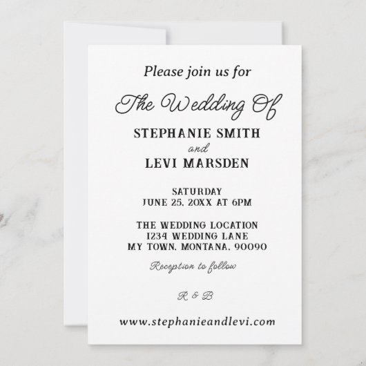 Land Westerne bruiloft Waterverf Kaart (Achterkant)