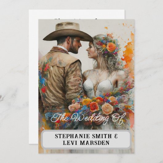Land Westerne bruiloft Waterverf Kaart (Voorkant / Achterkant)