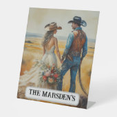 Land Westerne bruiloft Waterverf Reclamebord Met Voetstuk (Voorkant)