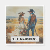 Land Westerne bruiloft Waterverf Servet (Voorkant)