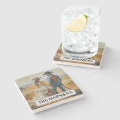 Land Westerne bruiloft Waterverf Stenen Onderzetter (Zijkant)