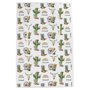 Land Westerne Cactus Bloemennaam Happy Birthday Medium Cadeauzakje